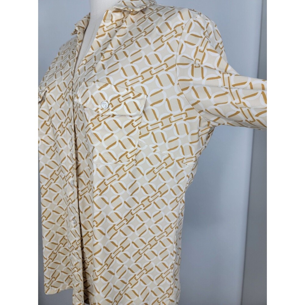 J. McLaughlin Button Down Top Size Large Chain Link 3/4 Sleeve EUC - Picture 14 of 16